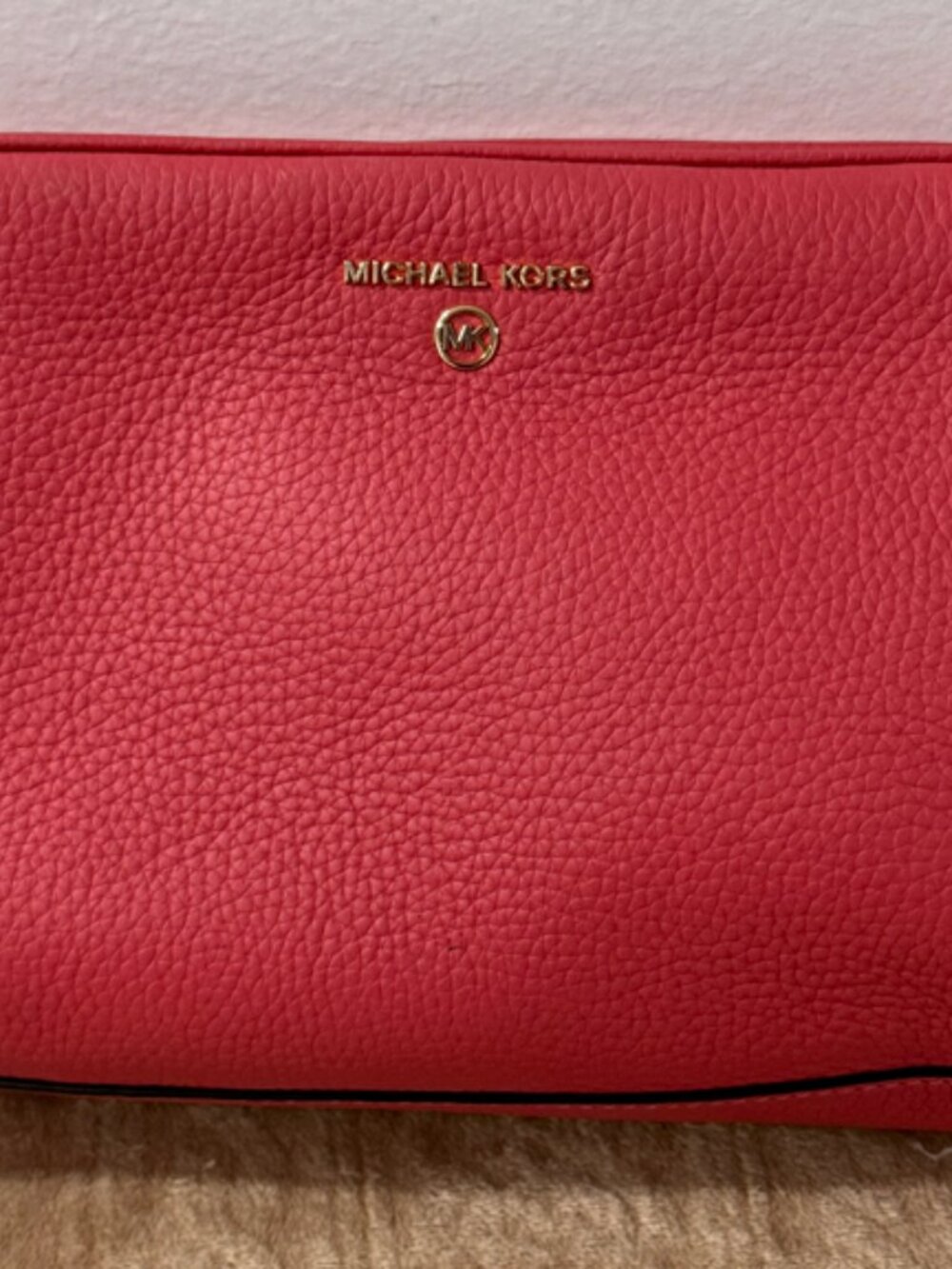 Michael Kors Jet Set Charm Zip Travel zip closure Pouch Leather Berry Sorbet